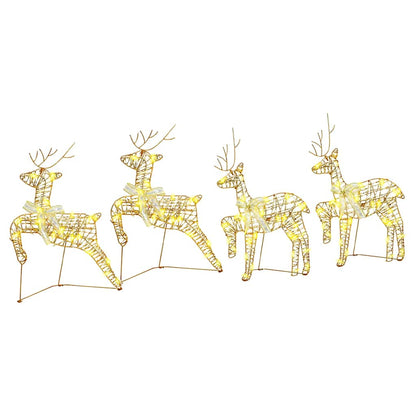 LED Rentiere mit 80 LEDs 4 pcs Gold PET
