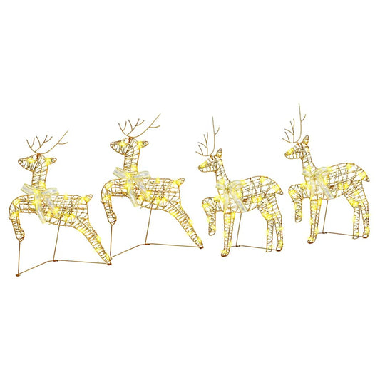 LED Rentiere mit 80 LEDs 4 pcs Gold PET