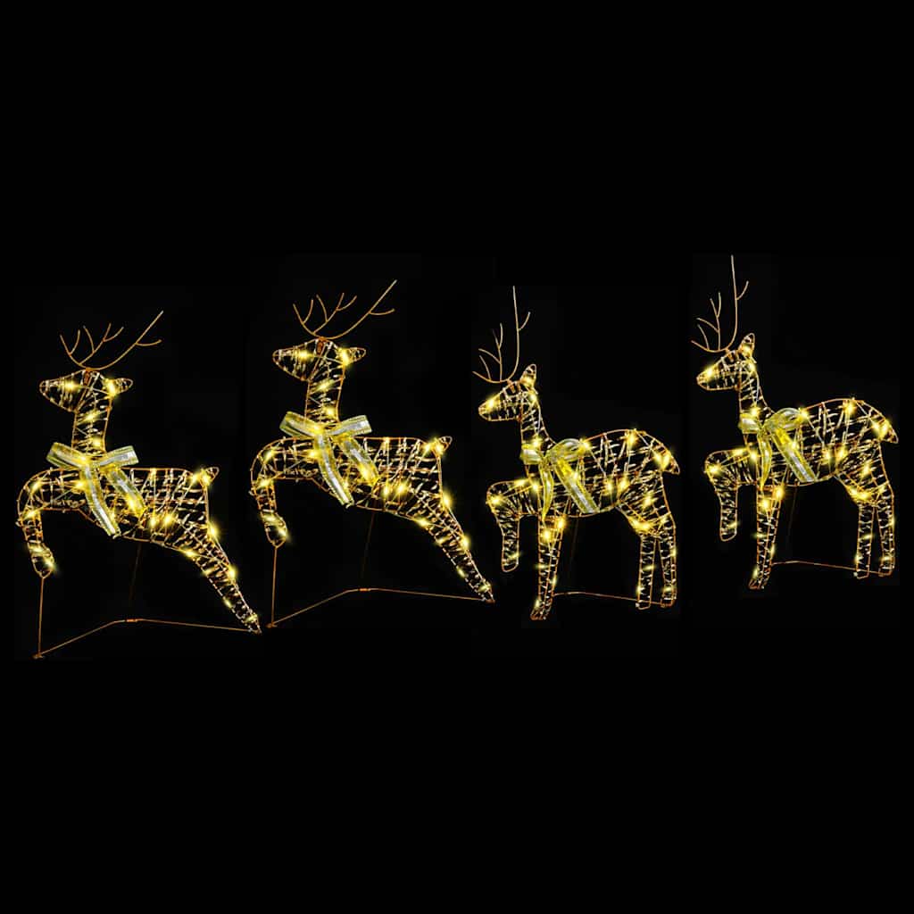 LED Rentiere mit 80 LEDs 4 pcs Gold PET