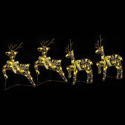 LED Rentiere mit 80 LEDs 4 pcs Gold PET