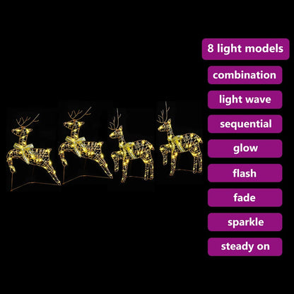 LED Rentiere mit 80 LEDs 4 pcs Gold PET