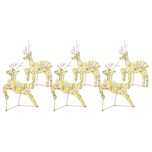 LED Rentiere mit 180 LEDs 6 pcs Gold PET