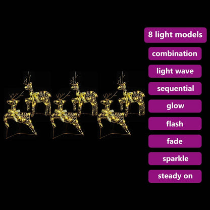 LED Rentiere mit 180 LEDs 6 pcs Gold PET