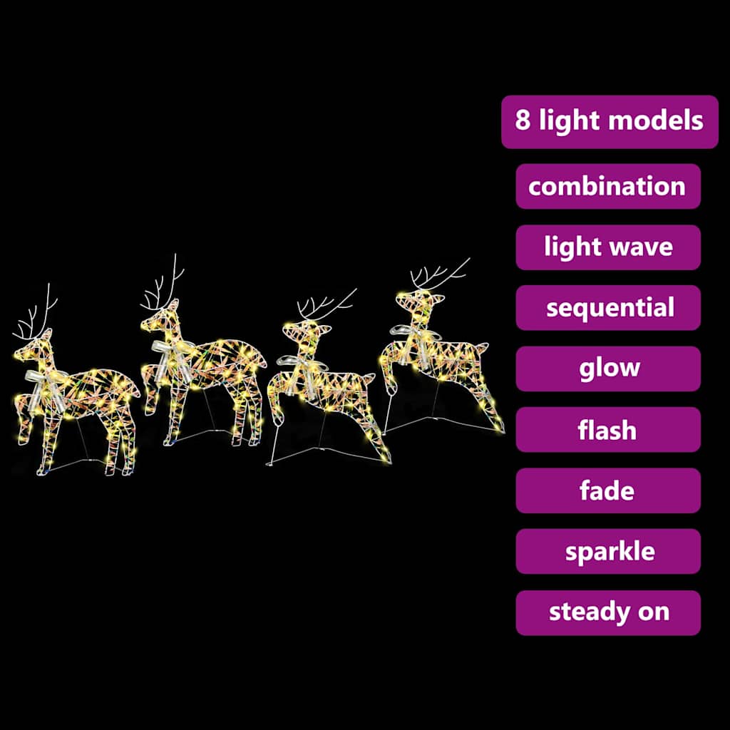 LED Rentiere mit 80 LEDs 4 pcs Mehrfarbig PET