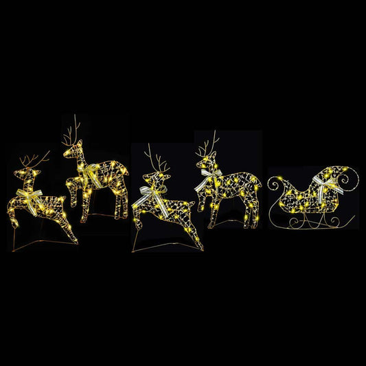 LED Rentiere mit 40 LEDs 5 pcs Gold PET
