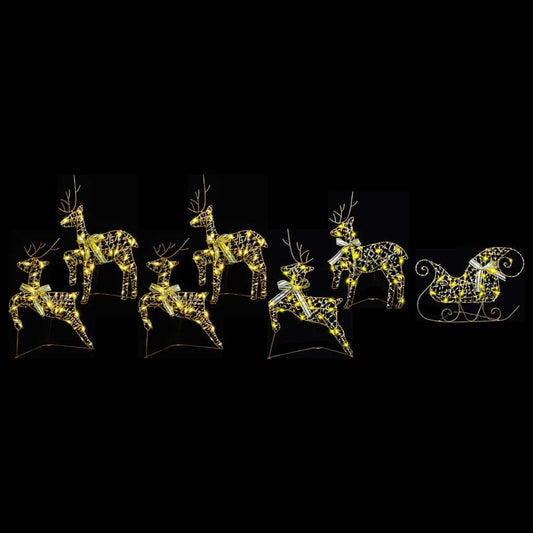 LED Rentiere mit 40 LEDs 7 pcs Gold PET