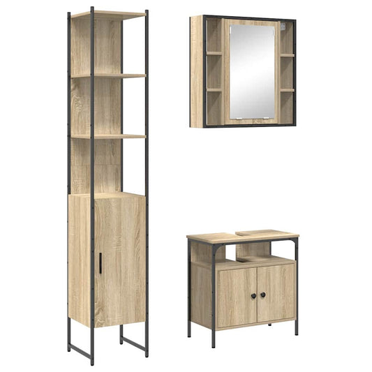 Badezimmermöbel Set 3 pcs Sonoma Eiche 33 x 33 x 185.5 cm