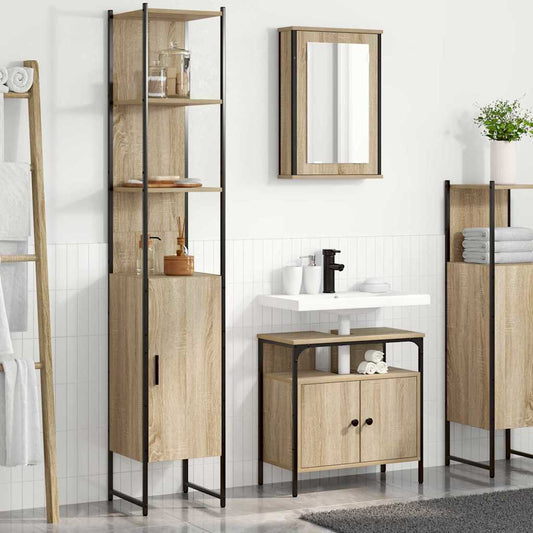 Badezimmermöbel Set 3 pcs Sonoma Eiche 33 x 33 x 185.5 cm