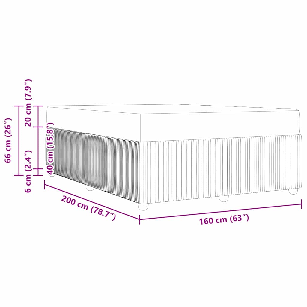 Bettgestell mit Matratze Dunkelgrau 160 x 200 cm Samt