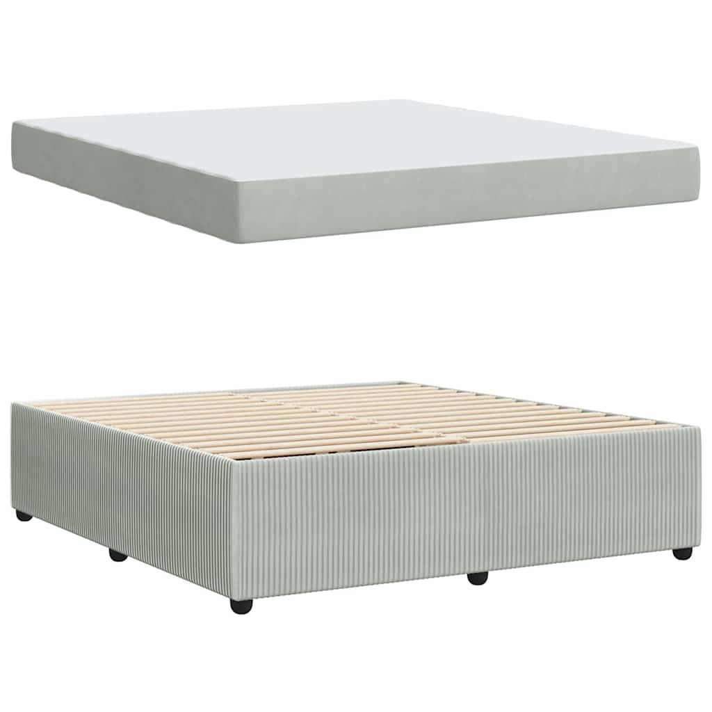 Bettgestell mit Matratze Hellgrau und Weiß und Hellgrau