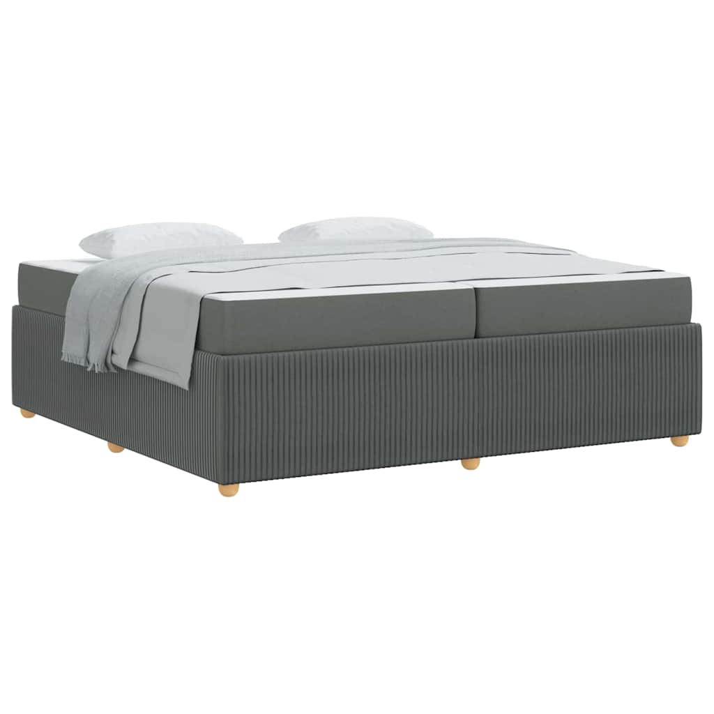 Bettgestell mit Matratze Dunkelgrau 200 x 200 cm Stoff