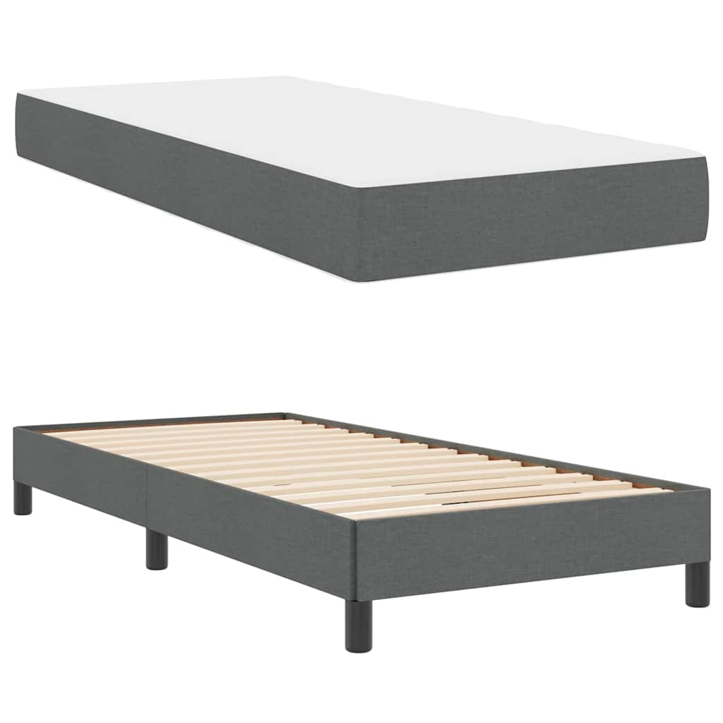 Boxspringbett mit Matratze Dunkelgrau 90 x 200 cm Stoff