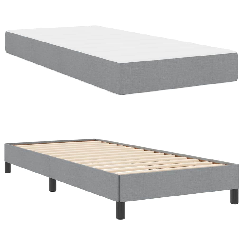 Boxspringbett mit Matratze Hellgrau 100 x 200 cm Stoff