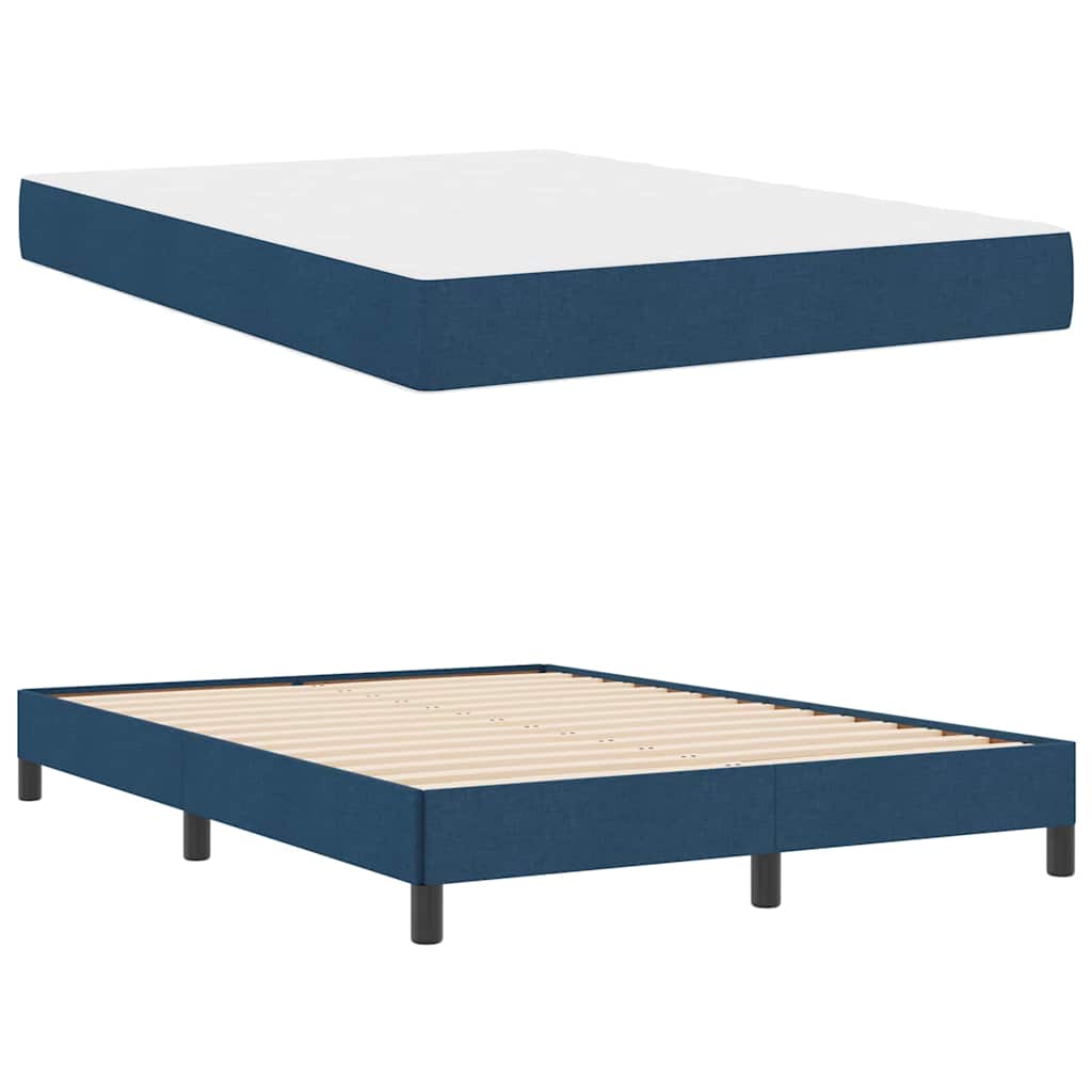 Boxspringbett mit Matratze Blau 140 x 200 cm Stoff