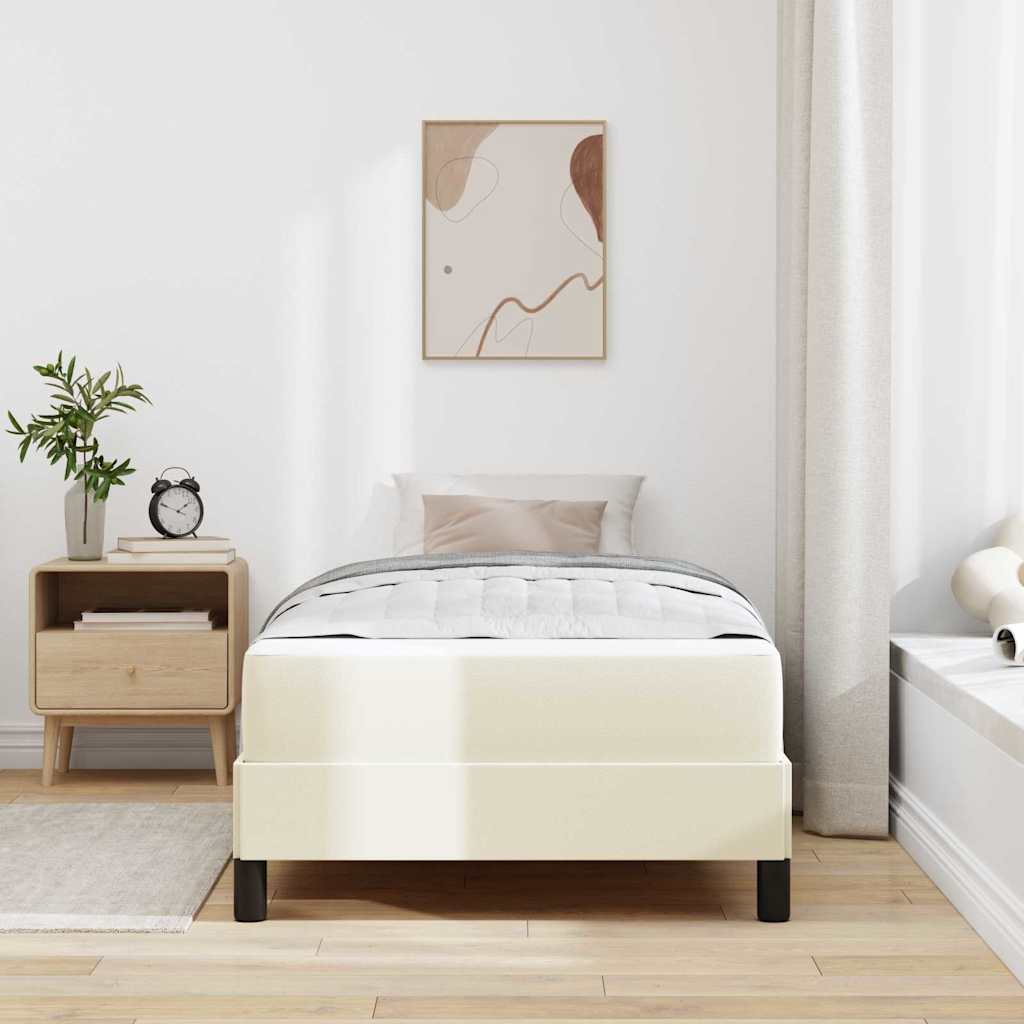 Bett mit Matratze Creme 100 x 200 cm Kunstleder