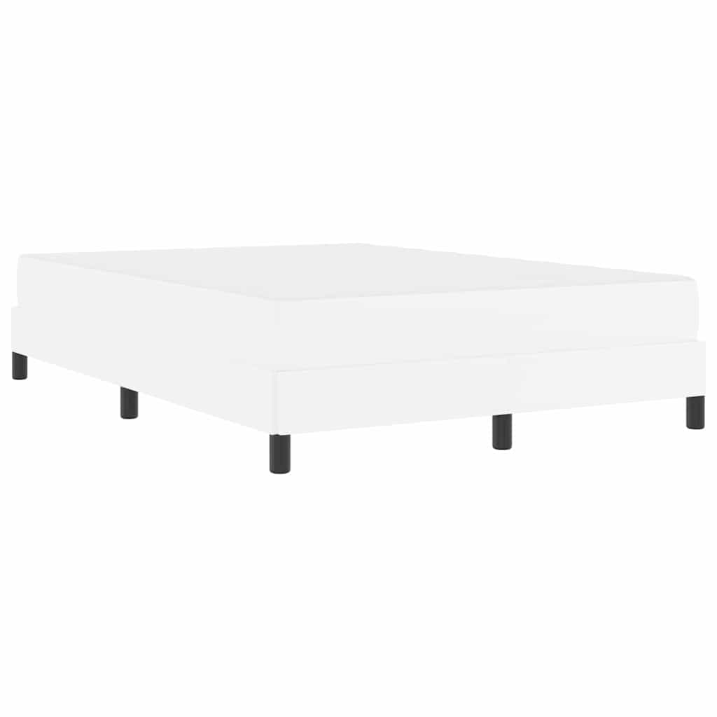 Bett mit Matratze Reinweiß 140 x 190 cm Kunstleder