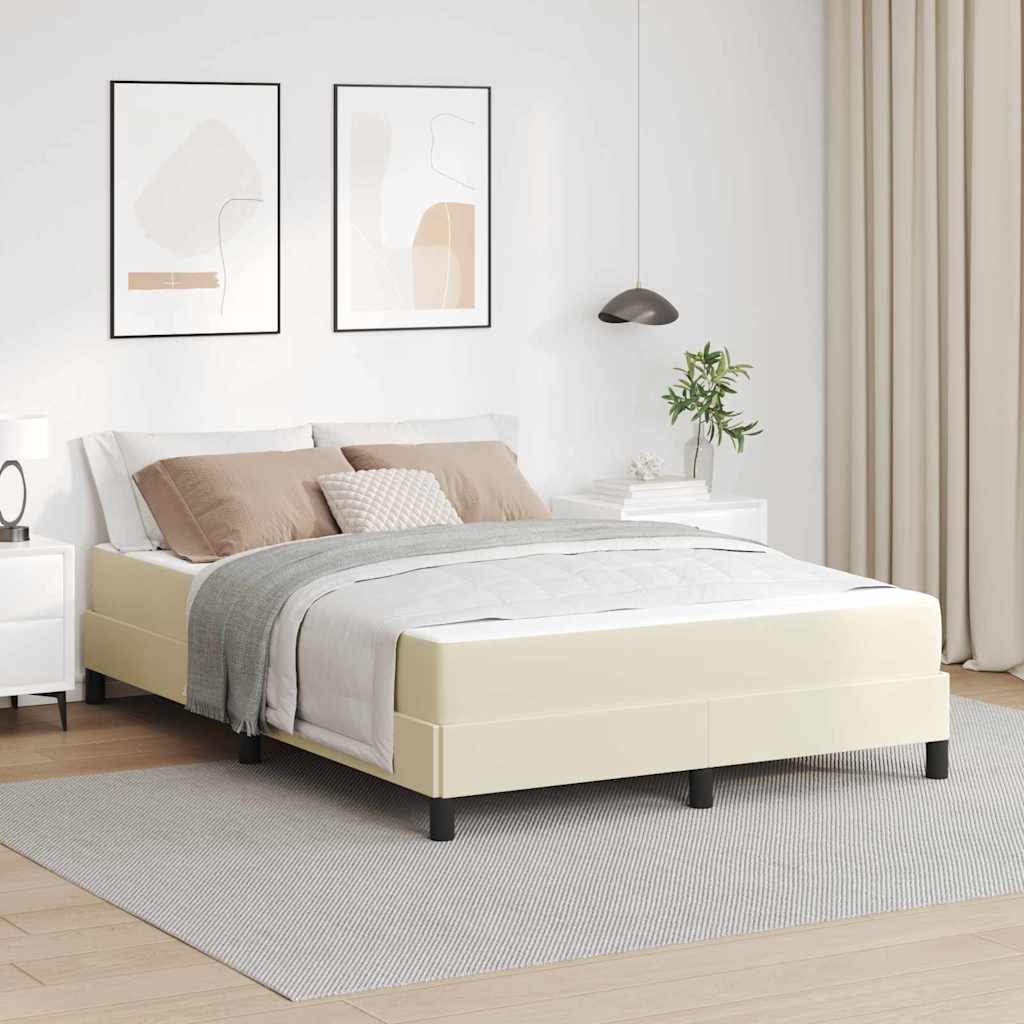 Bett mit Matratze Creme 140 x 190 cm Kunstleder