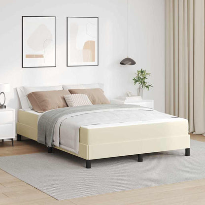 Bett mit Matratze Creme 140 x 190 cm Kunstleder