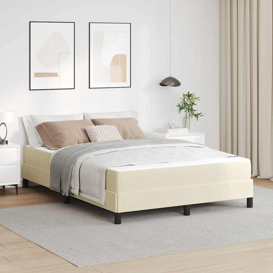 Bett mit Matratze Creme 140 x 190 cm Kunstleder