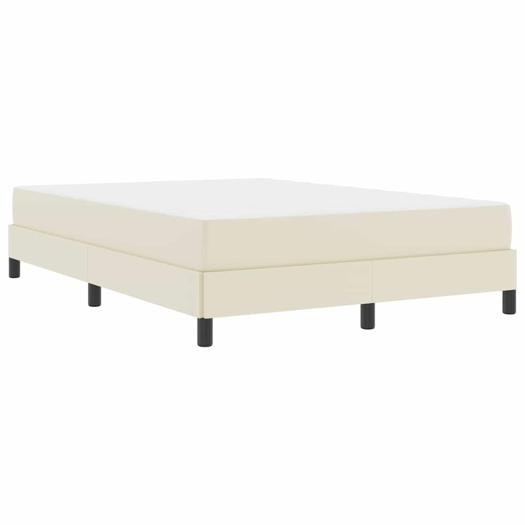 Bett mit Matratze Creme 140 x 190 cm Kunstleder