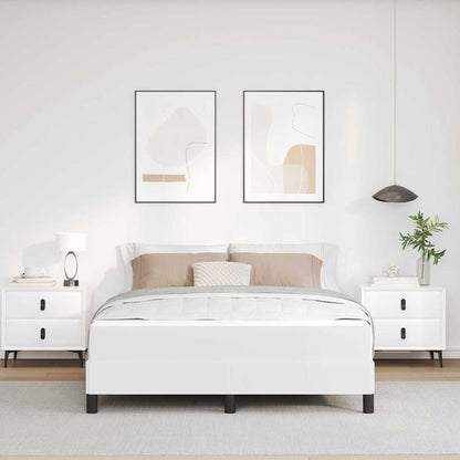 Bett mit Matratze Reinweiß 140 x 200 cm Kunstleder