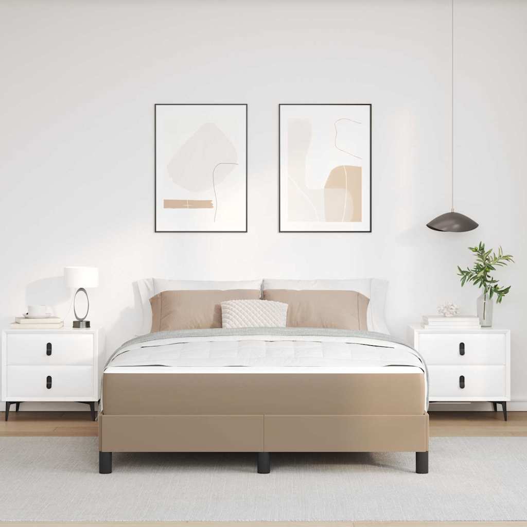 Bett mit Matratze Cappuccino 160 x 200 cm Kunstleder
