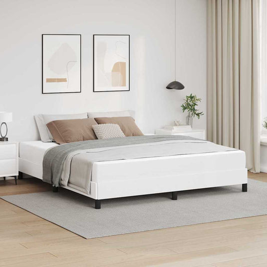 Bett mit Matratze Reinweiß 180 x 200 cm Kunstleder
