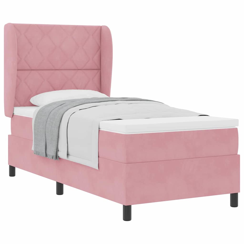 Boxspringbett mit Matratze mit Kopfteil Rosa 100 x 200 cm Samt