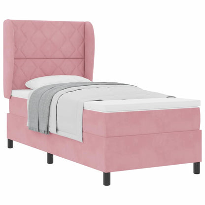 Boxspringbett mit Matratze mit Kopfteil Rosa 100 x 200 cm Samt