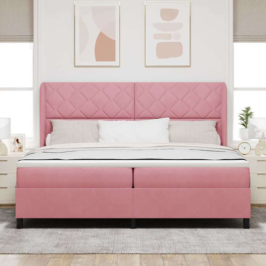 Boxspringbett mit Matratze mit Kopfteil Rosa 200 x 200 cm Samt