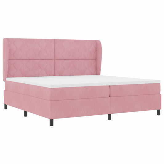 Boxspringbett mit Matratze mit Kopfteil Rosa 200 x 200 cm Samt