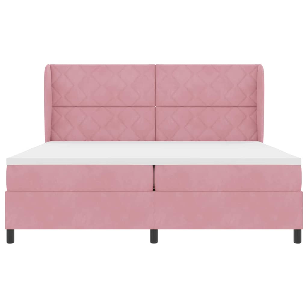 Boxspringbett mit Matratze mit Kopfteil Rosa 200 x 200 cm Samt