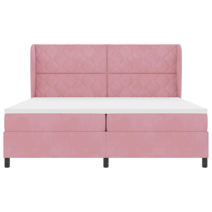Boxspringbett mit Matratze mit Kopfteil Rosa 200 x 200 cm Samt
