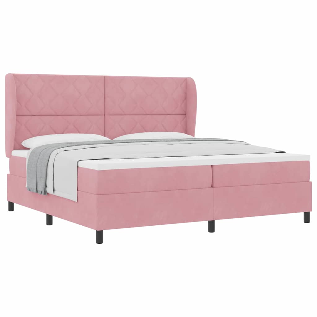 Boxspringbett mit Matratze mit Kopfteil Rosa 200 x 200 cm Samt