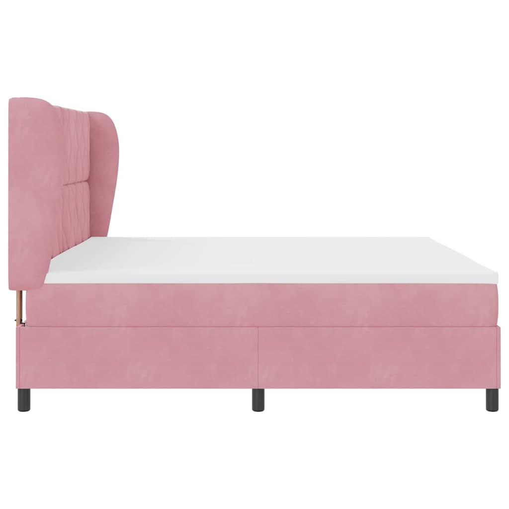 Boxspringbett mit Matratze mit Kopfteil Rosa 200 x 200 cm Samt