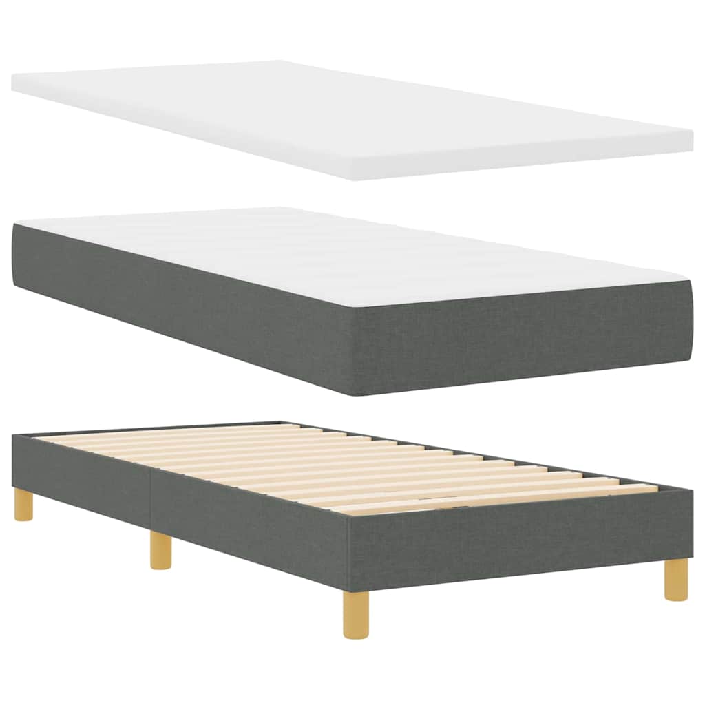 Boxspringbett mit Matratze Dunkelgrau 200 x 90 cm Polyester