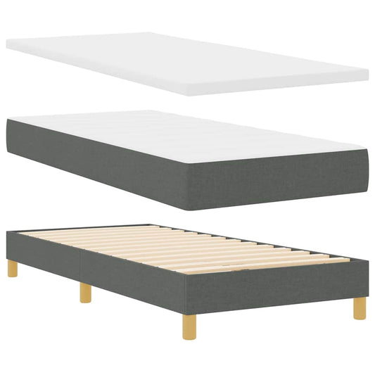 Boxspringbett mit Matratze Dunkelgrau 200 x 90 cm Polyester