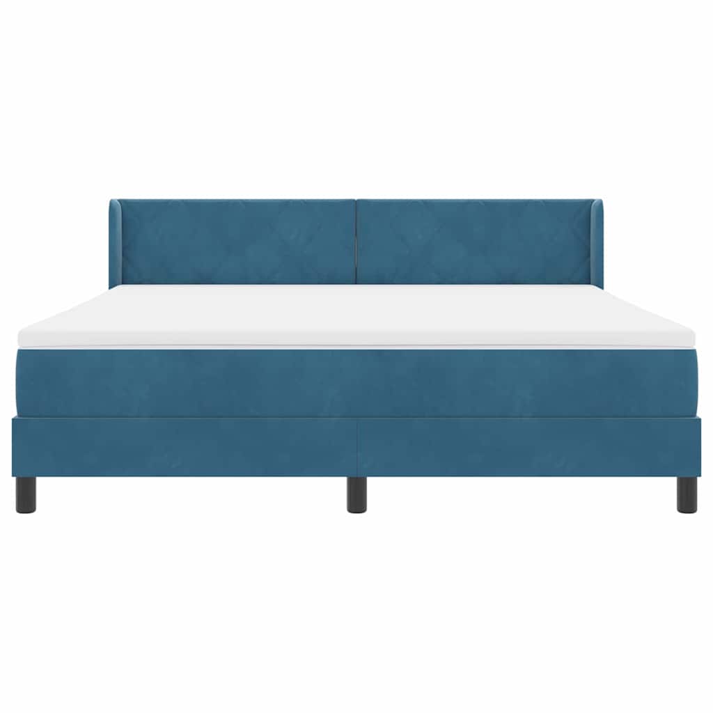 Boxspringbett mit Matratze Schwarz 100x200 cm Velvet Dunkelblau