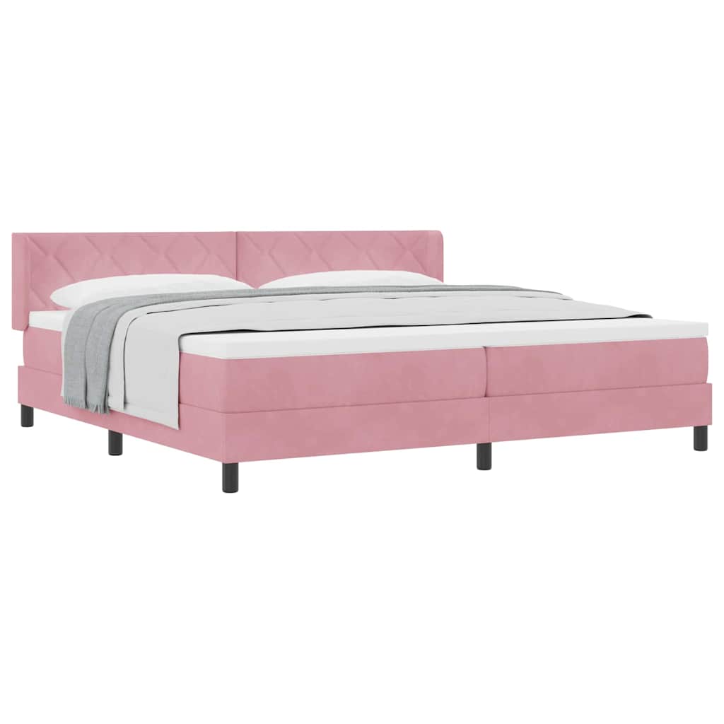 Boxspringbett mit Matratze Schwarz 100x200 cm Velvet Rosa