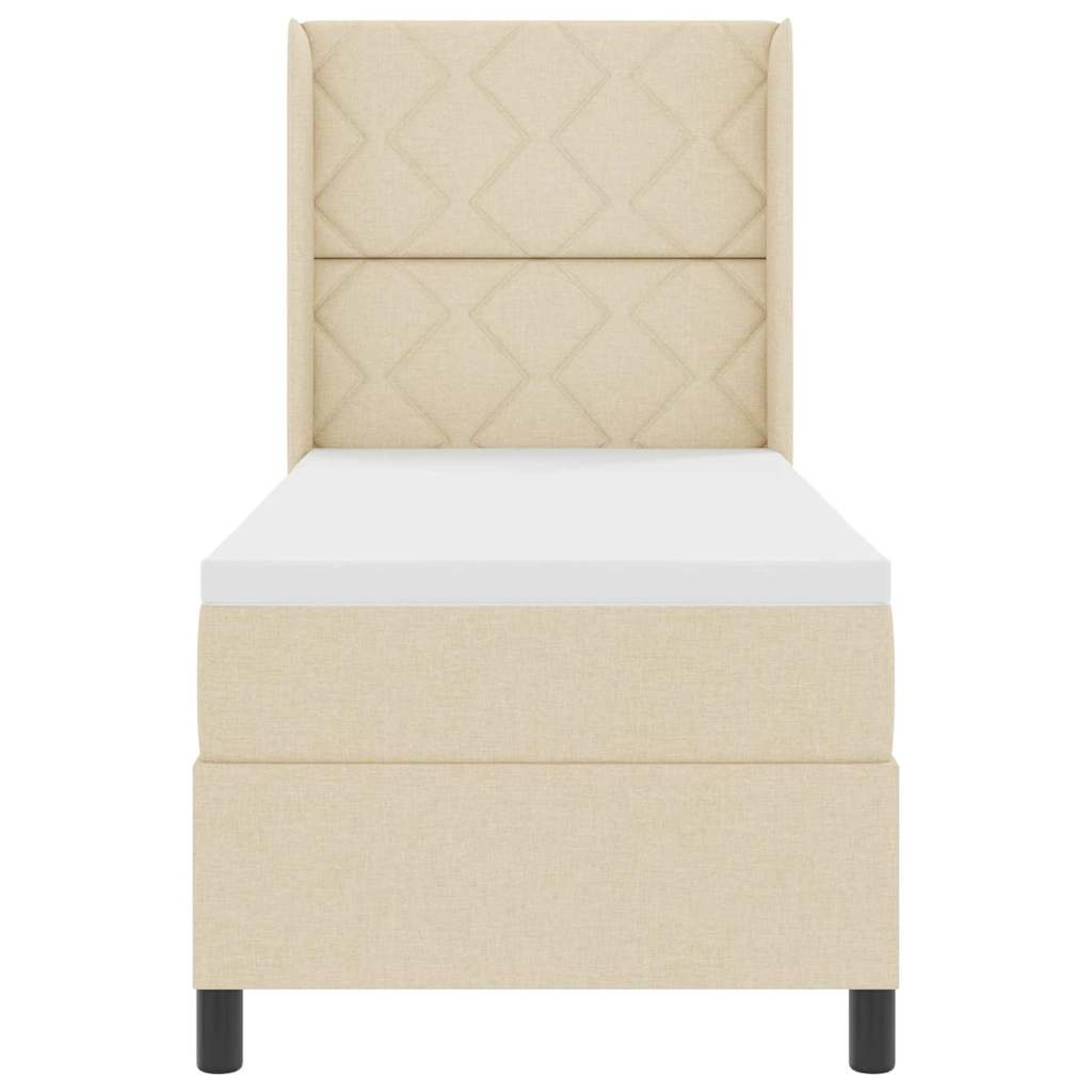 Boxspringbett mit Matratze mit Kopfteil Creme 80 x 200 cm Stoff