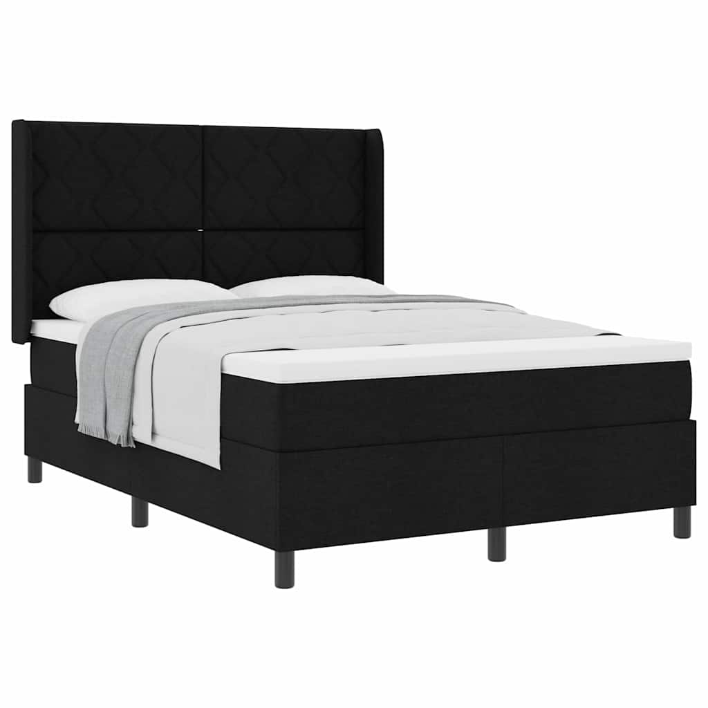 Boxspringbett mit Matratze Schwarz 140 x 190 cm Stoff