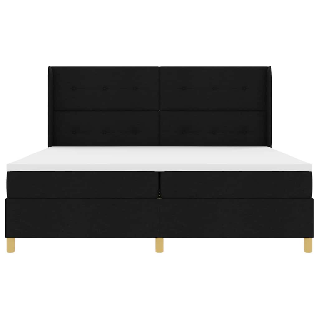 Boxspringbett mit Matratze Schwarz 200 x 200 cm Stoff