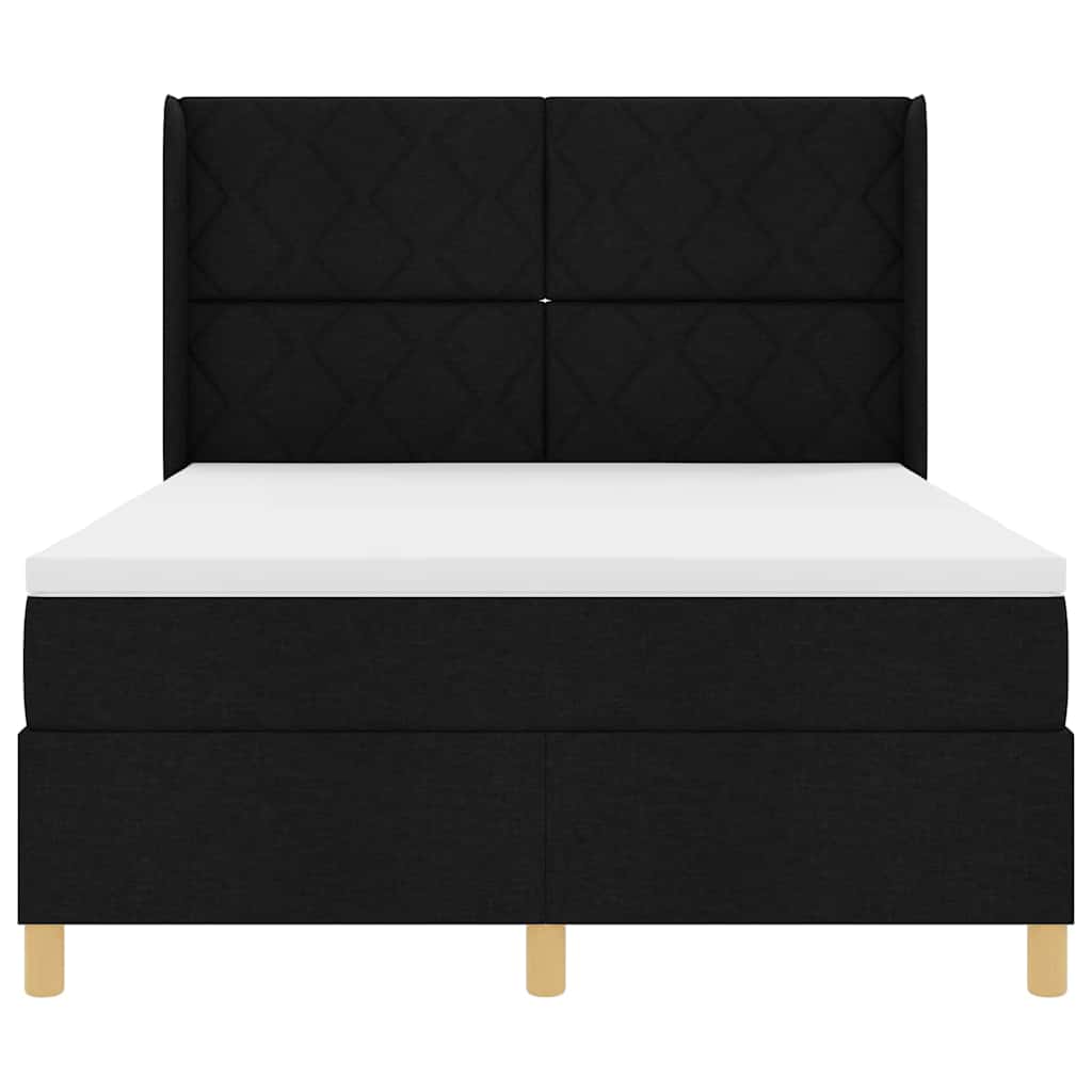 Boxspringbett mit Matratze Schwarz 140 x 190 cm Stoff