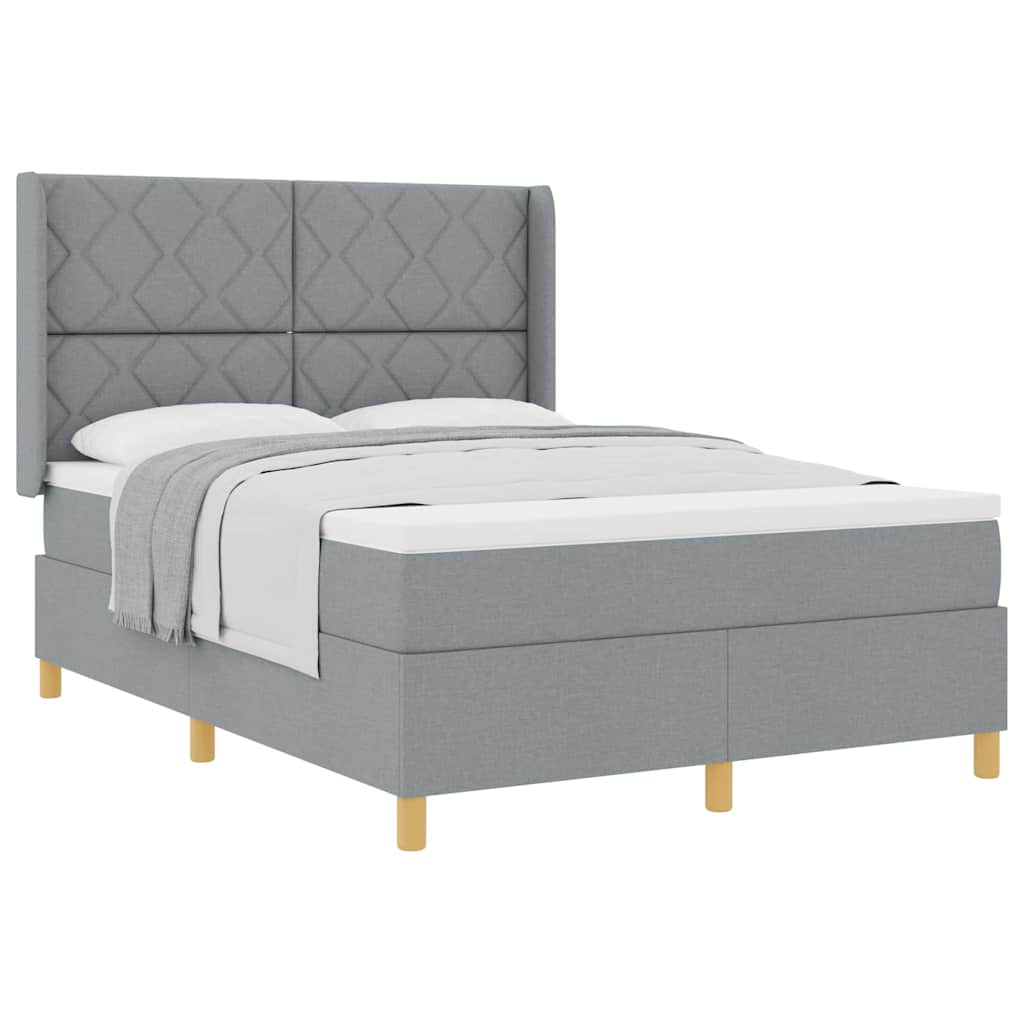 Boxspringbett mit Matratze Hellgrau 140 x 200 cm Stoff