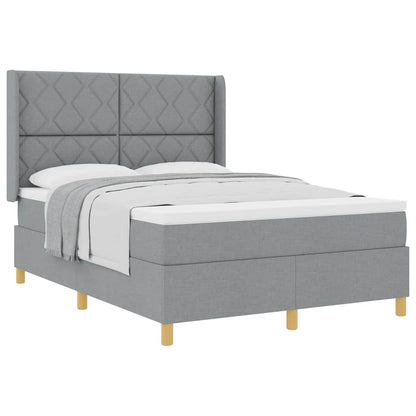 Boxspringbett mit Matratze Hellgrau 140 x 200 cm Stoff