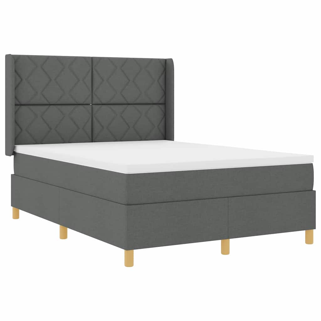 Boxspringbett mit Matratze Dunkelgrau 140 x 200 cm Stoff