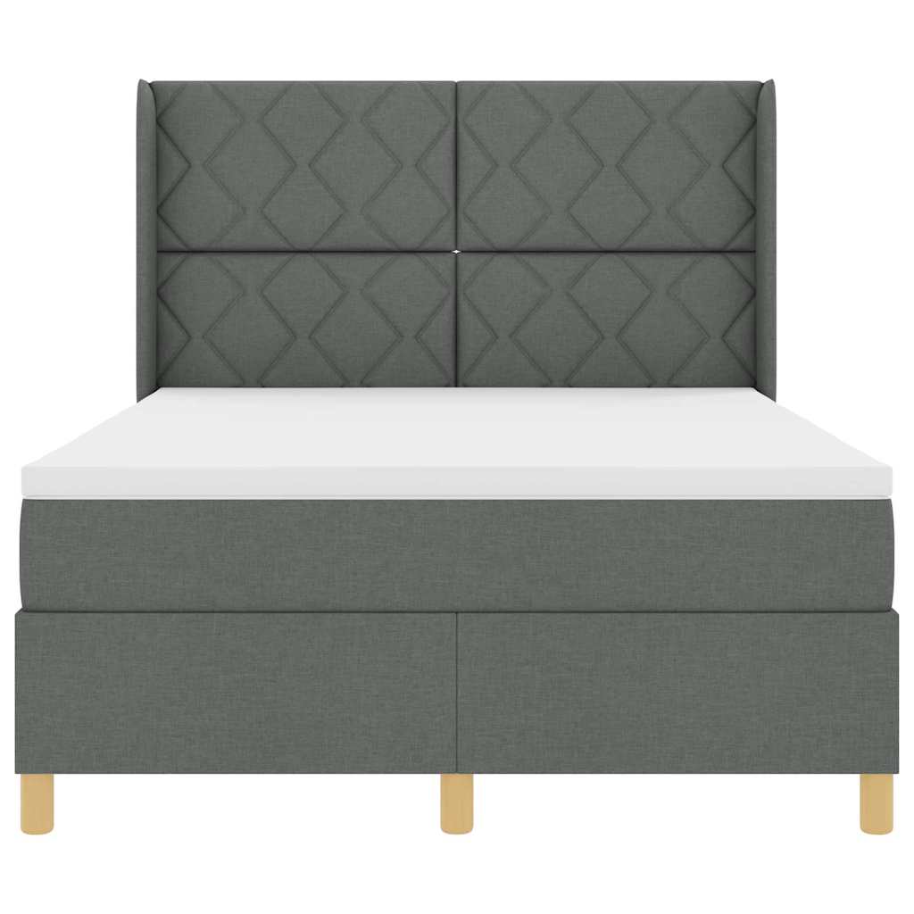 Boxspringbett mit Matratze Dunkelgrau 140 x 200 cm Stoff