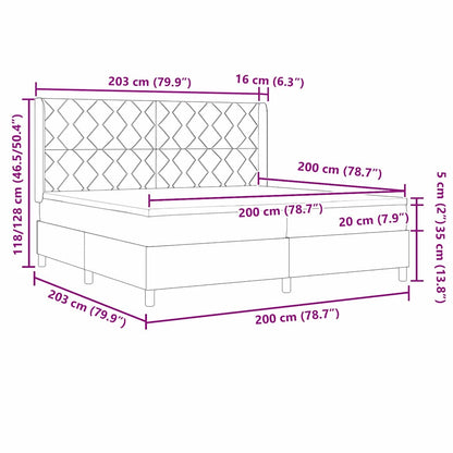 Boxspringbett mit Matratze mit Kopfteil Blau 200 x 200 cm Stoff