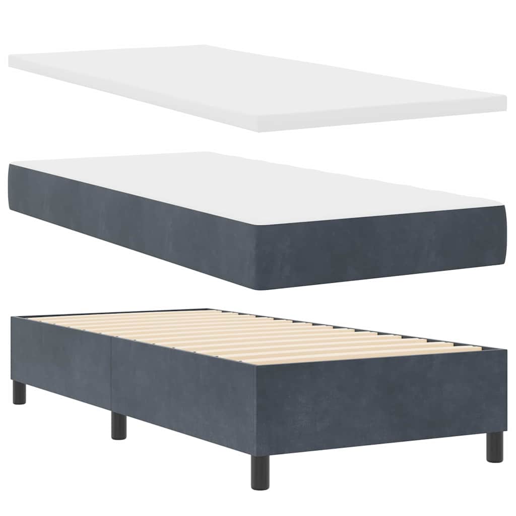Boxspringbett mit Kopfteil Dunkelgrau 100 x 200 cm Samt