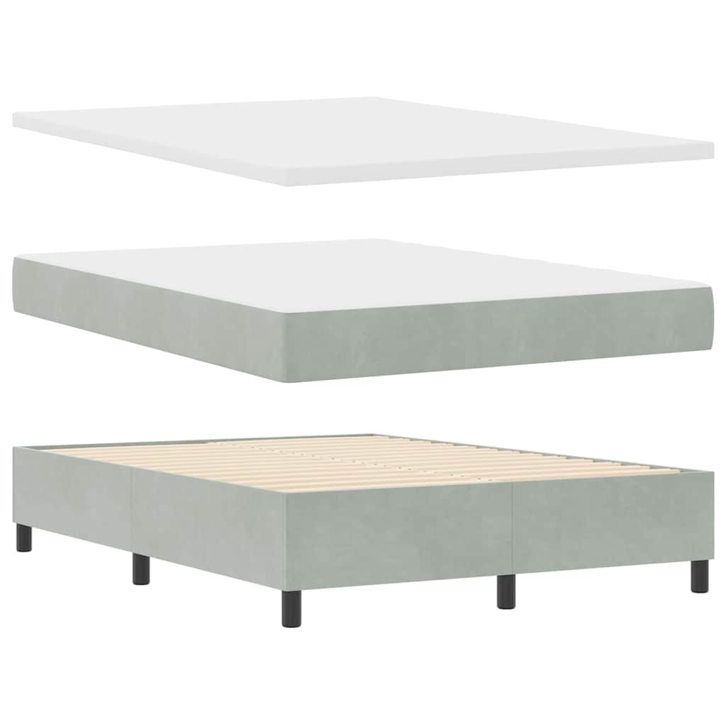 Boxspringbett mit Kopfteil Hellgrau 140 x 190 cm Samt